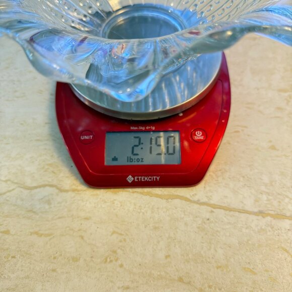 Vintage Clear Pressed Glass Ruffled Edge Bowl With Hobnail Design - Picture 5 of 10